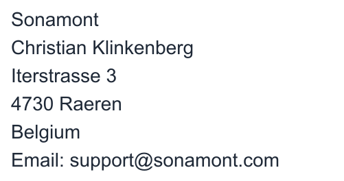 Postal address and e-mail of the controller, shown as an image